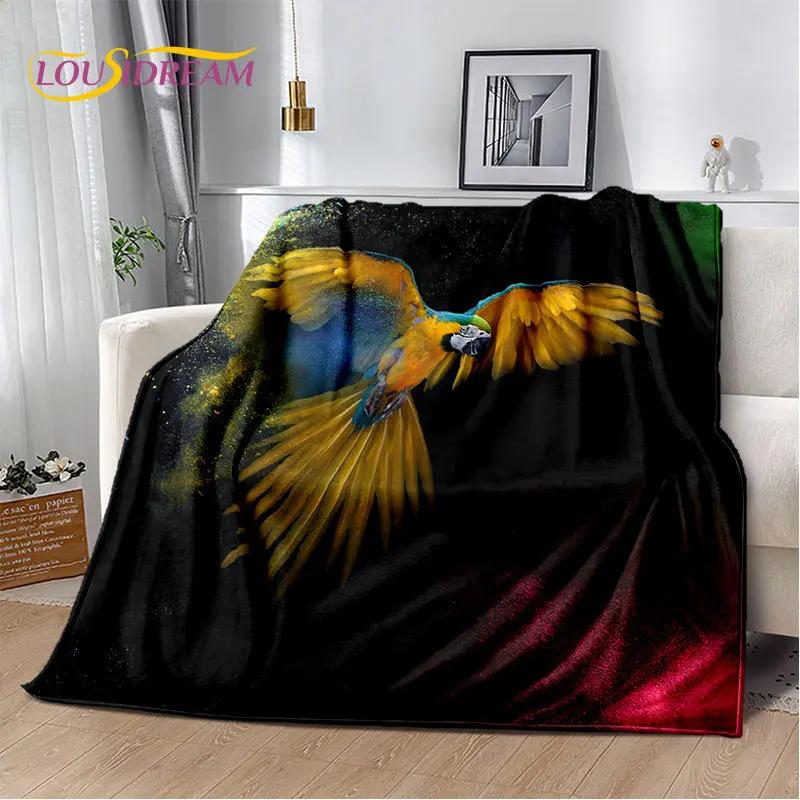 Macaws Colorful Birds Parrot Soft Plush Blanket,Flannel Blanket Throw Blanket for Living Room Bedroom Bed Sofa Picnic Cover Kids