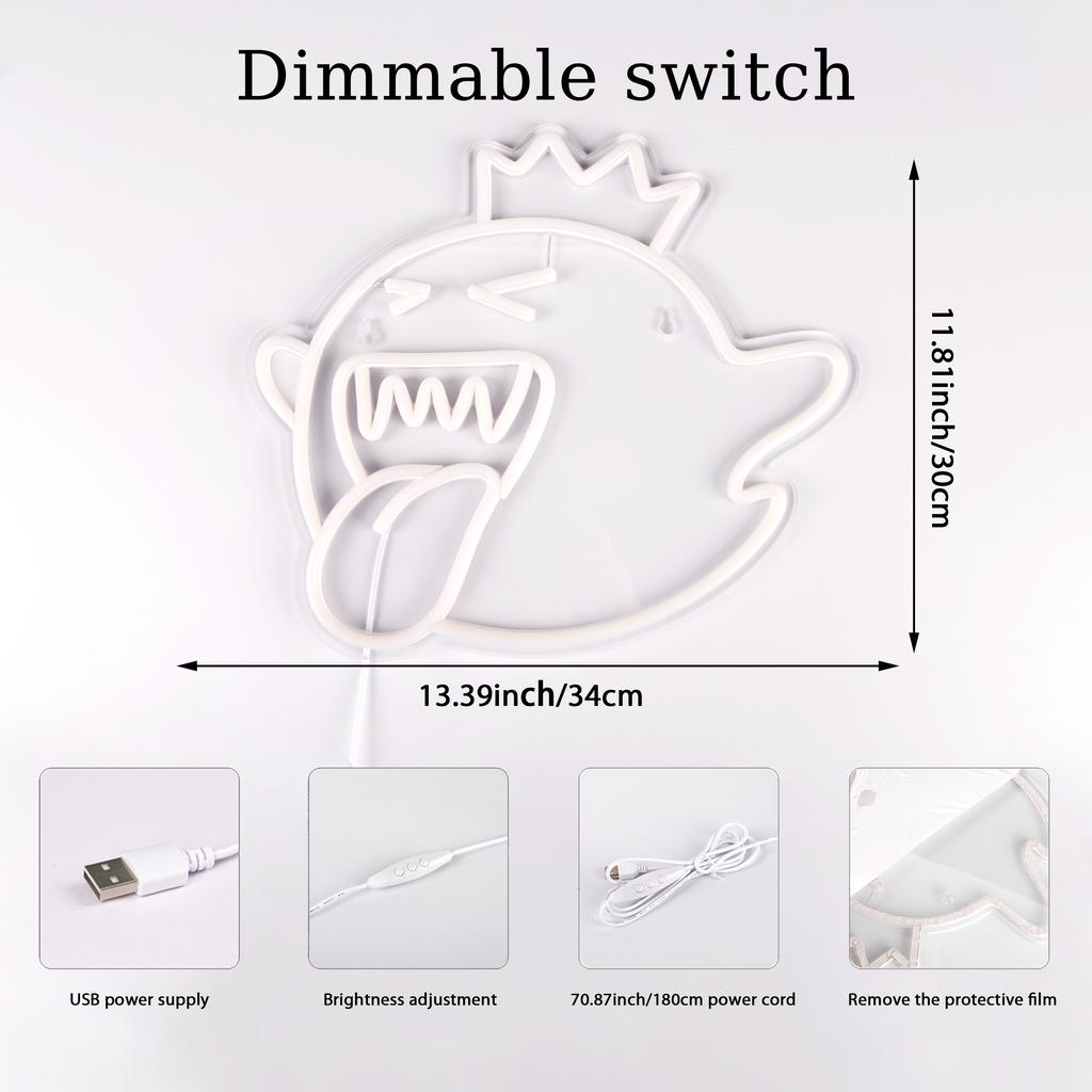 Cartoon Pattern Neon Sign Adjustable Brightness LED Light Wall Decoration Atmosphere Light USB Power