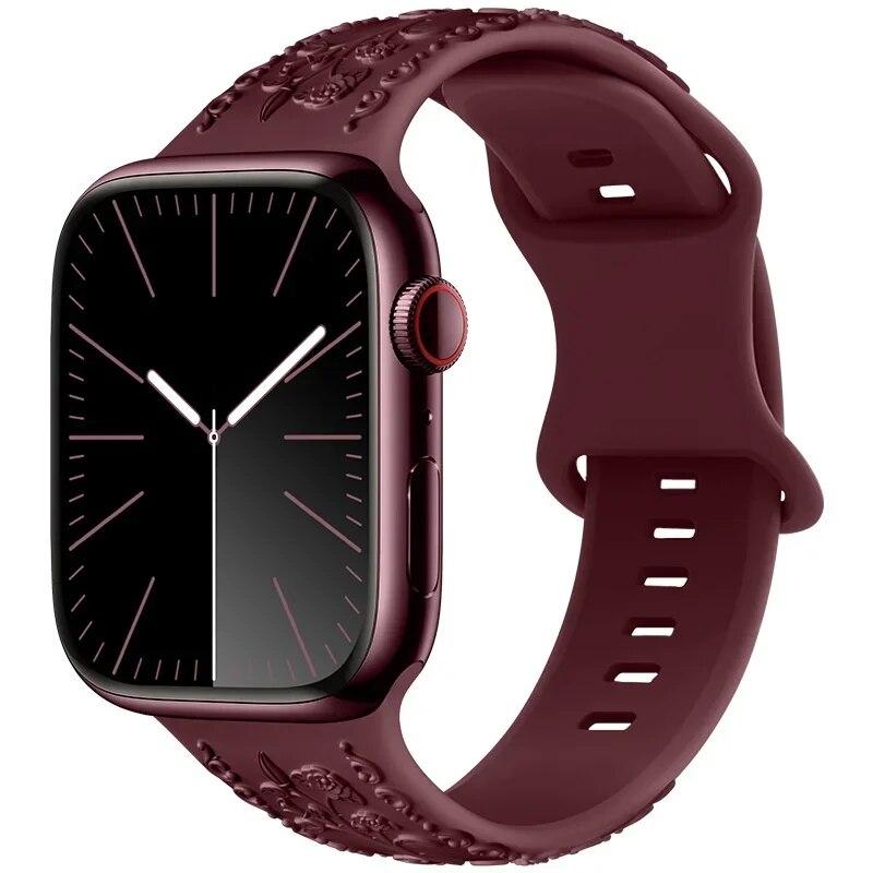 Ecute Sportarmband Für IWatch Serie 9/8/7/6/5/4 – Silikonband In Pink Mit Totenkopf-Muster, 38/40/41 Mm