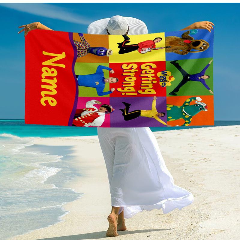 Individuelles ultraweiches Strandtuch mit dem Wiggles-Thema, ideal für Pool - Camping, Tauchen - Perfektes Reiseutensil, Lebendiges Strandtuch.