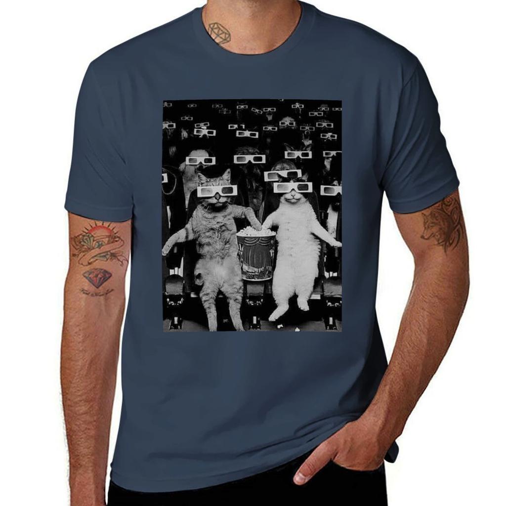 Cats In Cinema T-Shirt Soft Stretch Short Sleeve Top