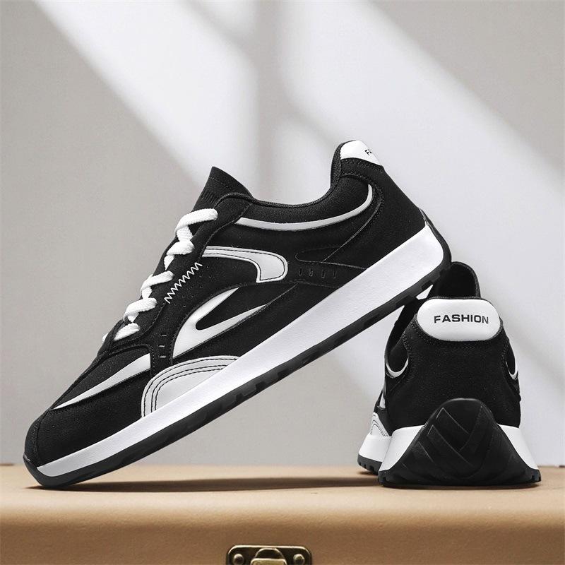 New Men's Chunky Sole Sneakers Breathable Casual Shoes Comfortable All-Season Lace Up Pure Color Fashion Daily Walking Footwear