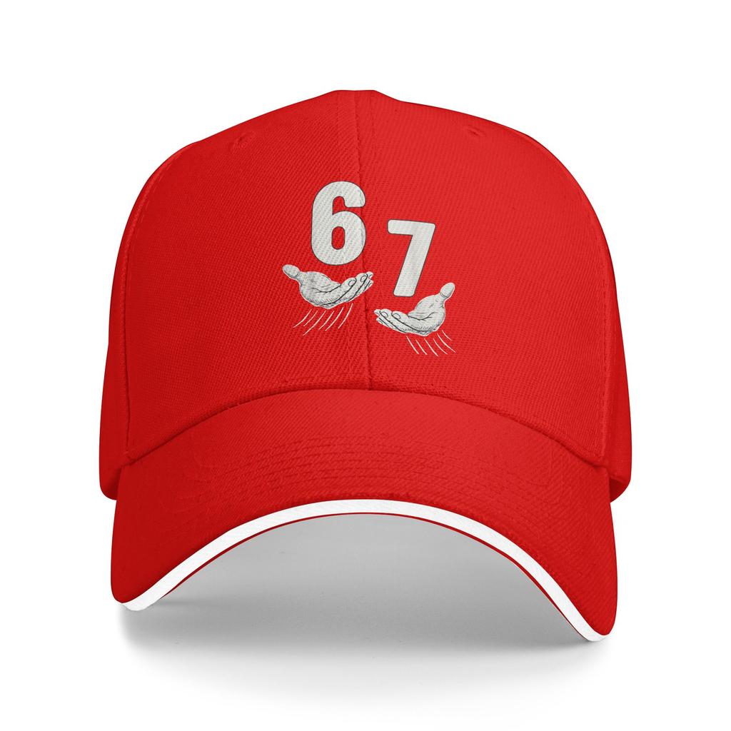 Six Seven 67 6 7 67 6-7 Meme Hands Funny Baseball Cap Tennis Skate Adjustable Trucker Hat Unisex Casual Design Baseball Caps