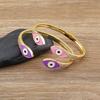 Nidin High Quality Lucky Evil Eye Bangles Bracelets for Women Girl Mutiltype Classic Colorful Enamel Boho Adjustable Jewelry
