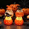 Halloween Glowing Pumpkin Lantern Ghost Ornament Creative Desktop Decoration Night Light Holiday Gift Funny Atmosphere Prop