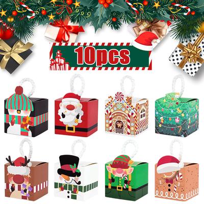 10 ks vánoční dárková krabička vánoční stromeček Santa Claus sněhulák papírové bonbóny sušenky balení krabice tašky dětské dárky na Nový rok 2025