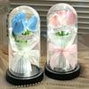 Artificial Flower Tulip Eternal Rose Flower LED Light Foil Flower in Glass Cover Simulation Tulip Flower Christmas Wedding Gifts