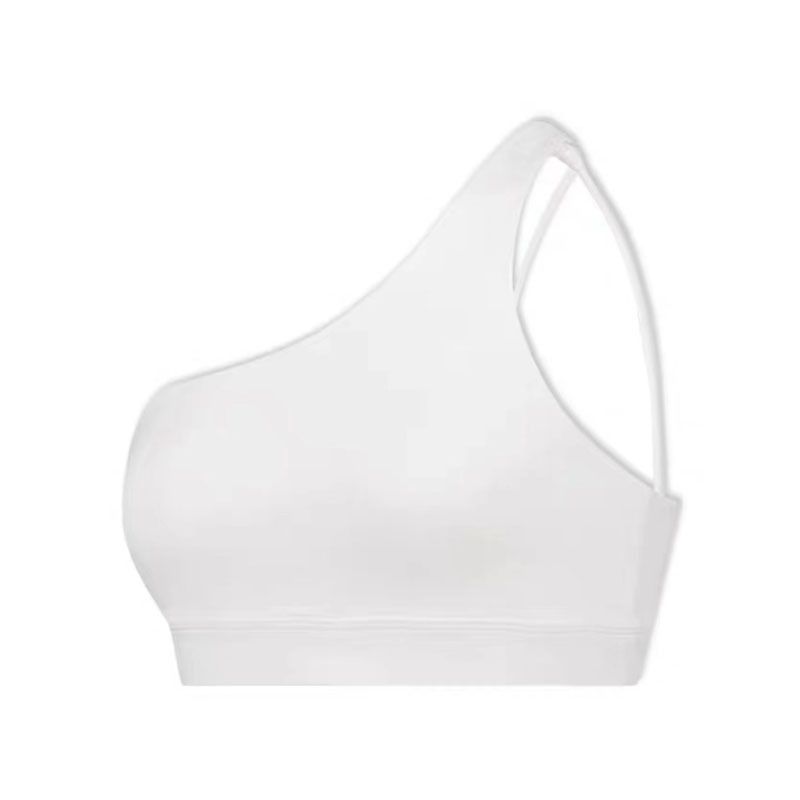 

Fashion Outwear One-Shoulder Vest for Women with Chest Pad Wrapped Chest High Elastic Quick-Drying Sports Intimates Running Yoga Bra Bra White S