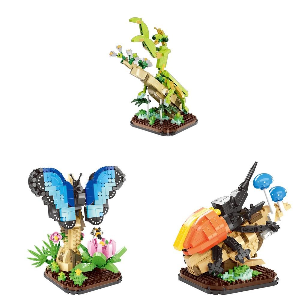 Children Puzzle Small Pieces Building Blocks Animal Mantis Butterfly Toy Model