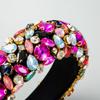 European & American Baroque Rhinestone Geometric Wide Headband - Colorful Thick Sponge Party Headdress