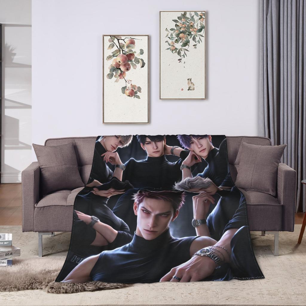 COOL V-Valko L-Love and Deepspace Soft Blankets Travel Office Plush Throw Blanket Couch Chair Flannel Bedspread Sofa Bed Cover