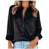 Frühling und Sommer Einfarbig Langarm Locker Lässige Bluse Damen Temperament Knopfleiste Büro Damenhemd Elegante Oberteile Schlichte Mode Damenblusen 26394