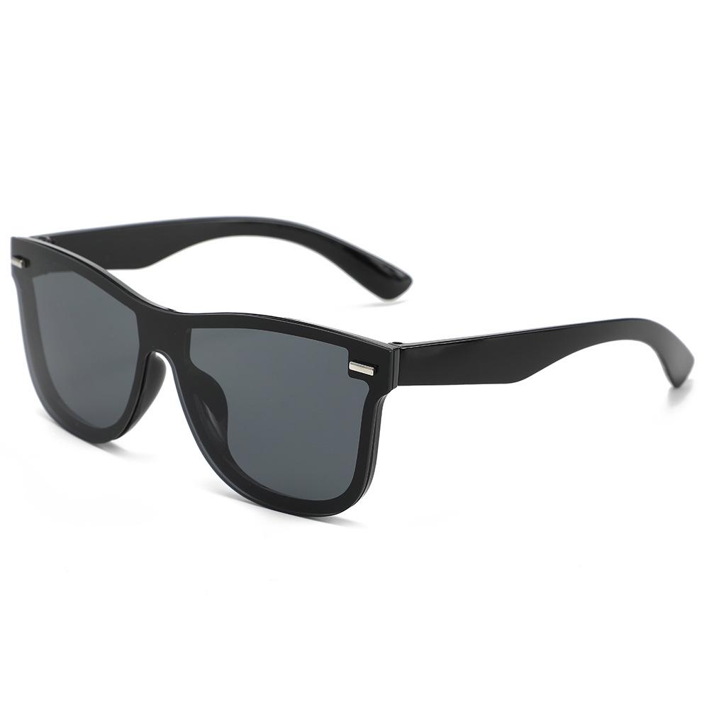 Luxe Vierkante Zonnebril Mannen Vrouwen Mode Eénstuk Zonnebril Unisex Vintage Spiegel Blauw Rijbril Uv400 black