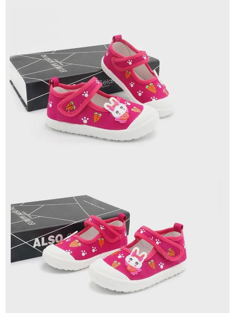 Nanlu Klettverschluss Canvas Cartoon Square Mouth Prinzessin Schuhe für Mädchen B813