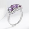 Silve Gorgeous Shiny Stone Purple Zircom Ring For Women Engagement Wedding High Quality Fine  Copper Jewelry