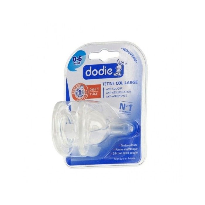 Dodie tétine initiation+ col large 3 vitesses silicone 2 tétines