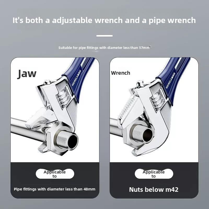 Short Handle Wrench Big Opening Ratchet Wheel Adjustable Bathroom Wrench for Maintaining Bathroom Piping Facilitie Screw Nut