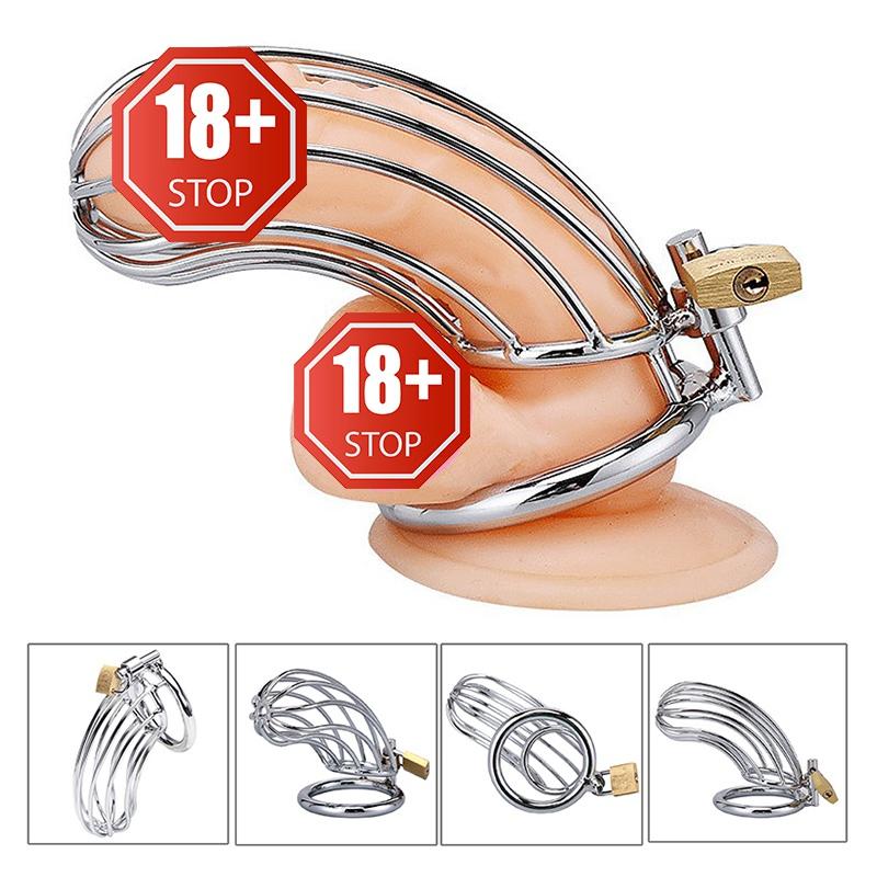 RUNYU Adult Sextoy Tooys Men'S Metal Penis Chastity Cage Adjustable Cock Ring Restriction Punitive Stainless Steel Lock Sex Toy