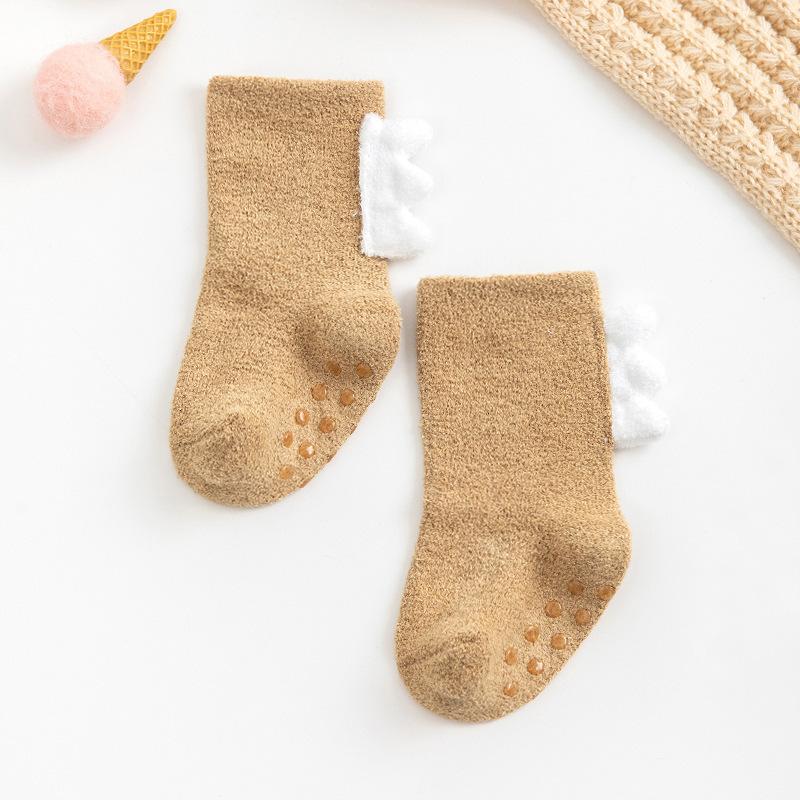 Winter Thicken Terry Soft Coral Fleece Baby Socks Dinosaur Shape Infant Warm Cute Todder Floor Non-slip Sock Boys Girls Kids