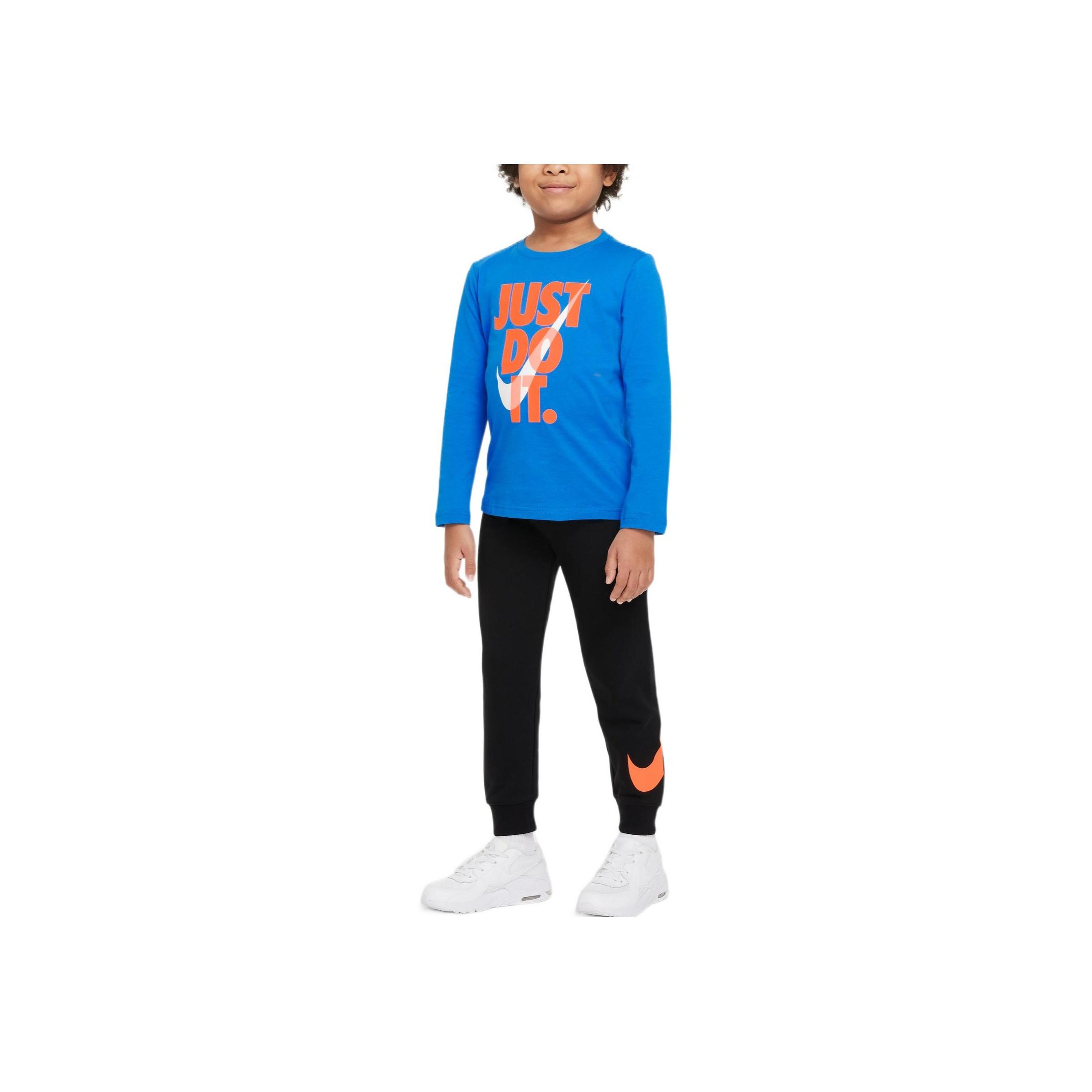 

Nike Letter Print Crew Neck Long Sleeve T-Shirt Kids Tops Light-Blue DV4408-406 M