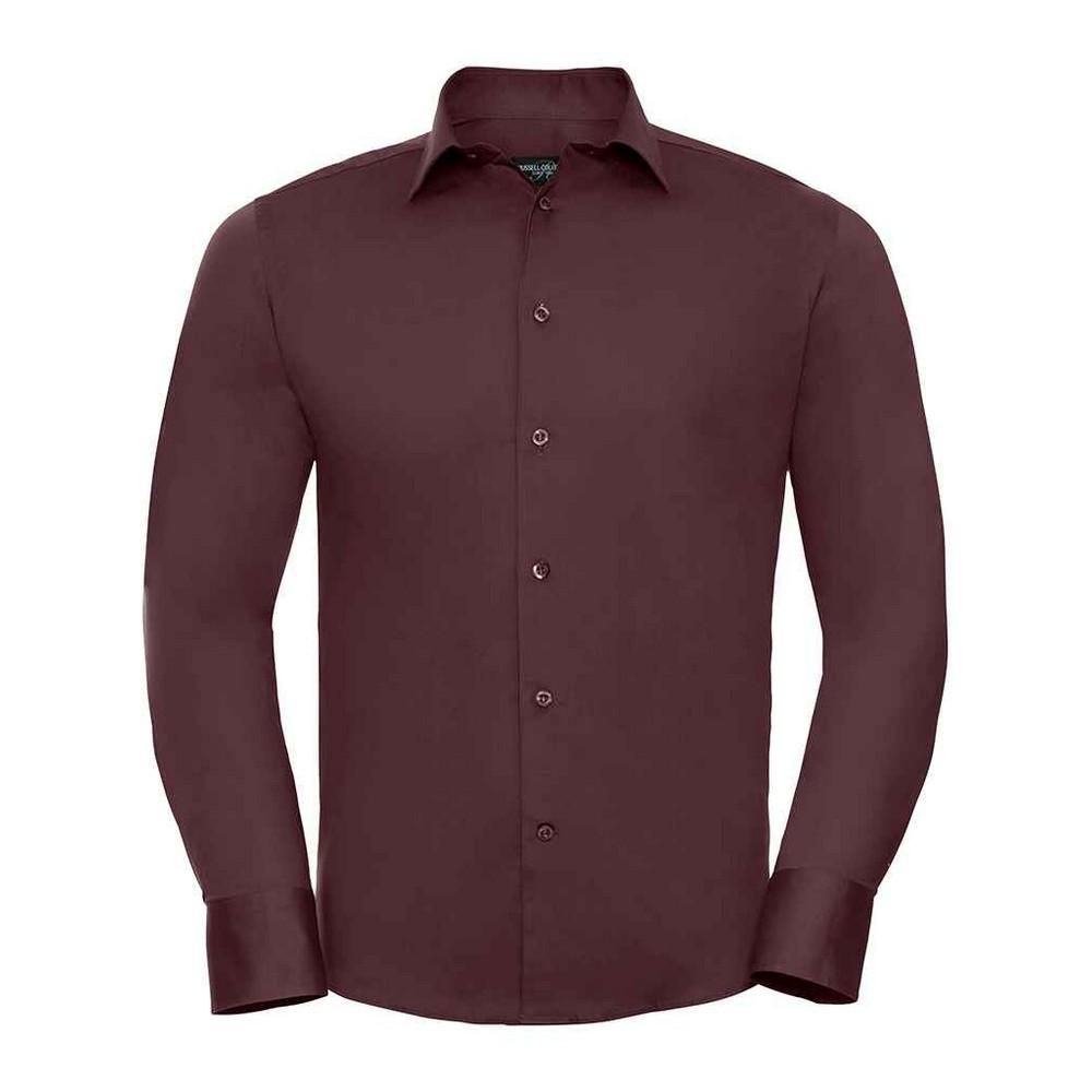 Russell Collection Mens Stretch Fitted Long-Sleeved Shirt