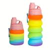 Silicone Foldable Water 420/500ml Bottle for Sports Leakproof Water Bottle with Carabiner Collapsible Cycling Water Bottle