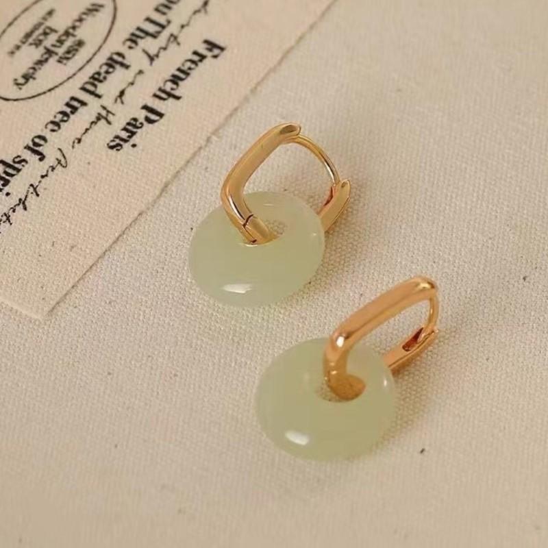Elegant Imitation Hotan Jade Hoop Earrings for Women Temperament Party Earring Jewelry Gifts