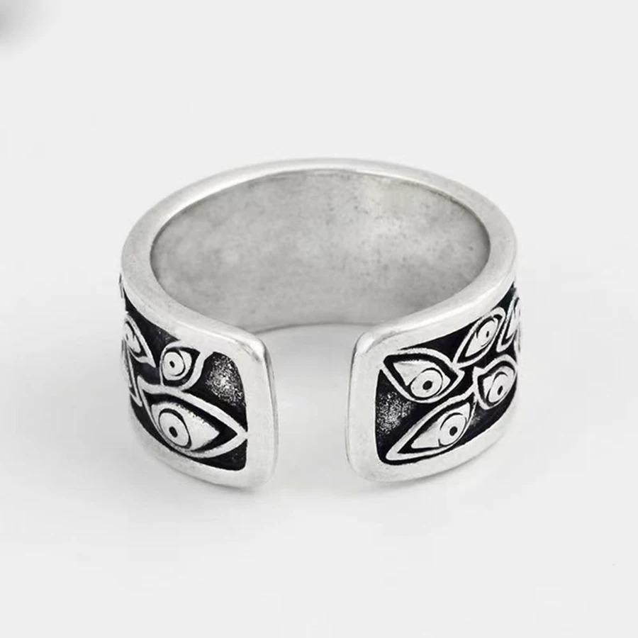Devils Eyes Retro Ring For Men Copper Color Punk Gothic Adjustable Cuff Ring Rock Hiphop Handmade Jewelry Accessories Man Gift