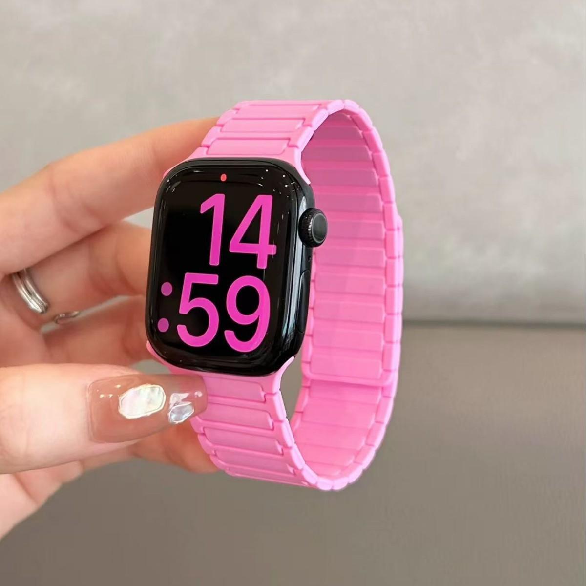 

Applewatch Apple Watch S10 Strap Magnetic iwatch98765SE Sports Silicone Strap (1/2/3 generation 42mm)/44/45/46/49mm universal