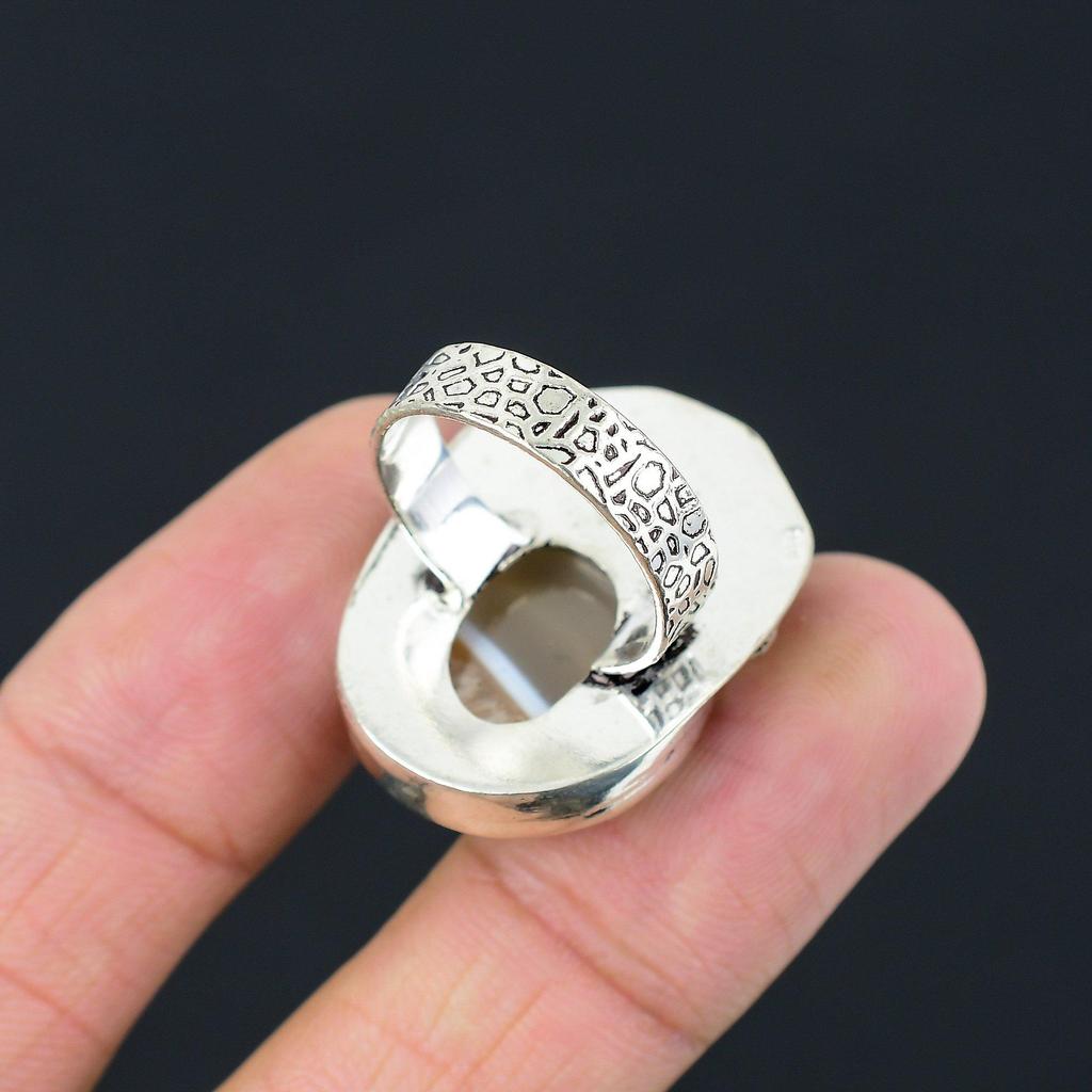 Natural Montana Agate Handmade Stackable Ring Jewelry Size 8 925 Sterling Silver