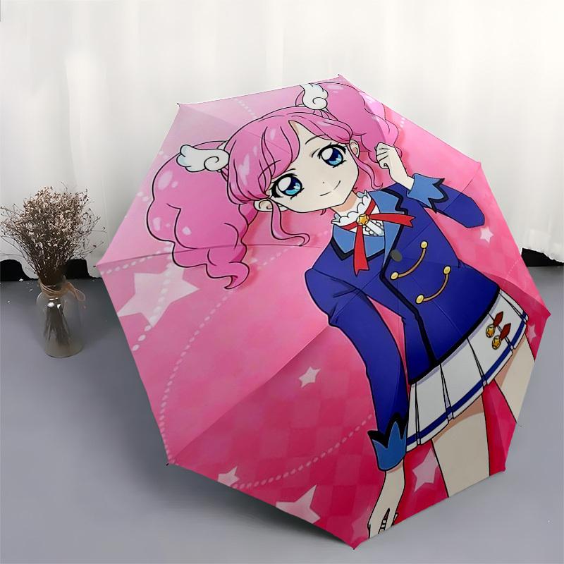 1pc Pink Hair Anime Girl Outdoor Umbrella - Automatic Opening/Closing, Portable 3-Fold Design with 8-Rib Iron Frame - Perfect Gift for Fans, Travelers