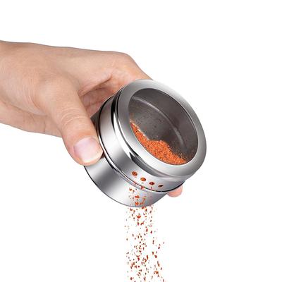 Magnetische Gewürzdosen Edelstahl Gewürzgläser mit transparenten Streueinsätzen Pfeffer Gewürz Aufbewahrungsgläser mit Gewürzetiketten KC0050
