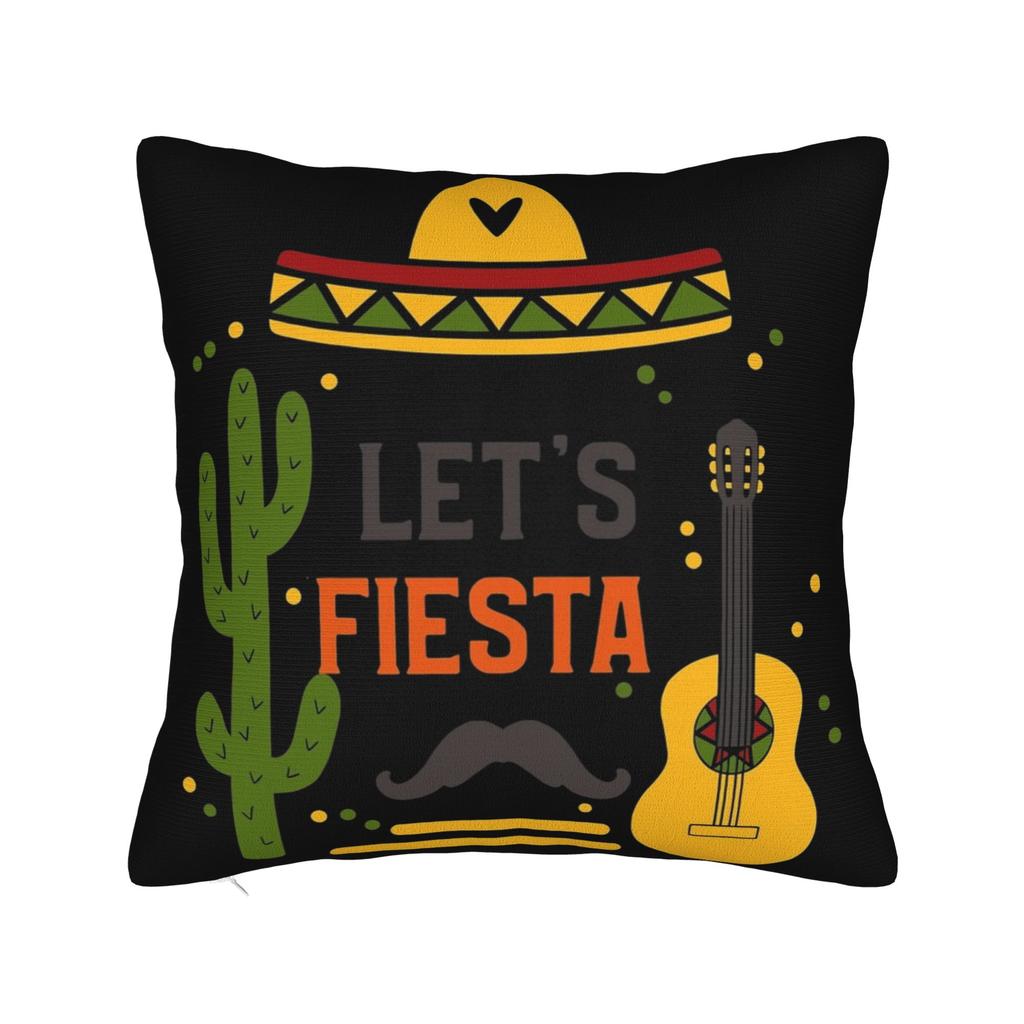 Let's Fiesta Cinco De Mayo  Pillow Covers Merchandise Printed Cushion Cover Decoration  Pillow Case Cover Home Multi Size