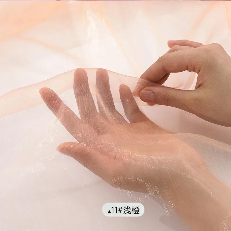 Encrypt Transparent Sparkling Phantom Organza Fabric For Wedding Decoration, Headbands, Stage Dresses, Handmade DIY Fabric