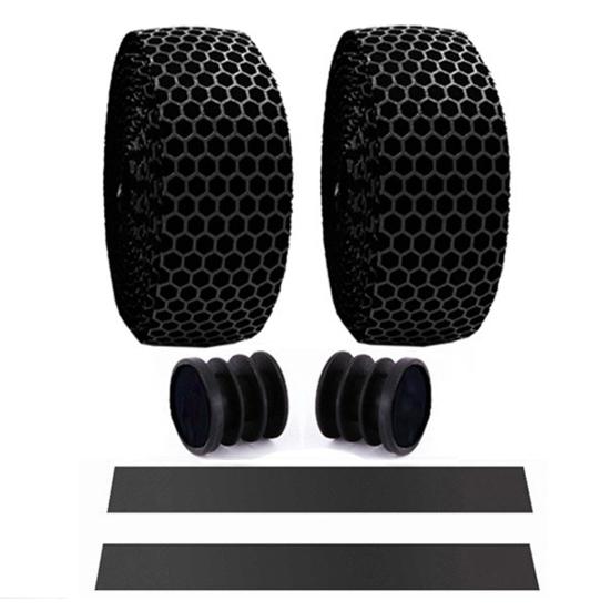 

2Pcs Bike Honeycomb Design Handlebar Tapes Soft Breathable Belts with Bar Plugs чёрный