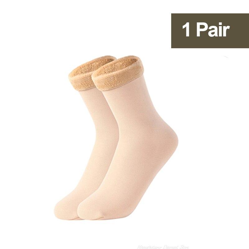 Winter Snow Socks Women Men Velvet Thickened Medium Tube Solid Color Floor Thermal Floor Sleep Socks Cashmere Socks