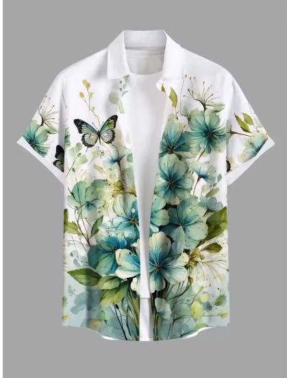 Fashion Men's Hawaiian Shirt 3D Printed Short Sleeve Button Down Lapel Shirt Summer Oversized Top