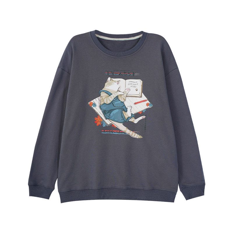 Wassup Trendy Brand Discount Off-Season Crewneck Sweatshirt Unisex Japanese Style Lazy Cat Couple Sleeveless Top