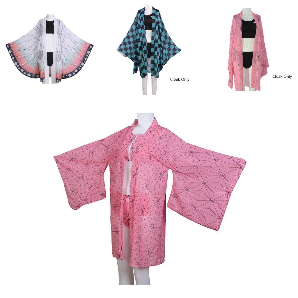 Ensemble Bikini Maillot de Bain Élégant Demon Slayer Kimetsu No Yaiba Avec Cape Accrocheuse Pour Cosplay