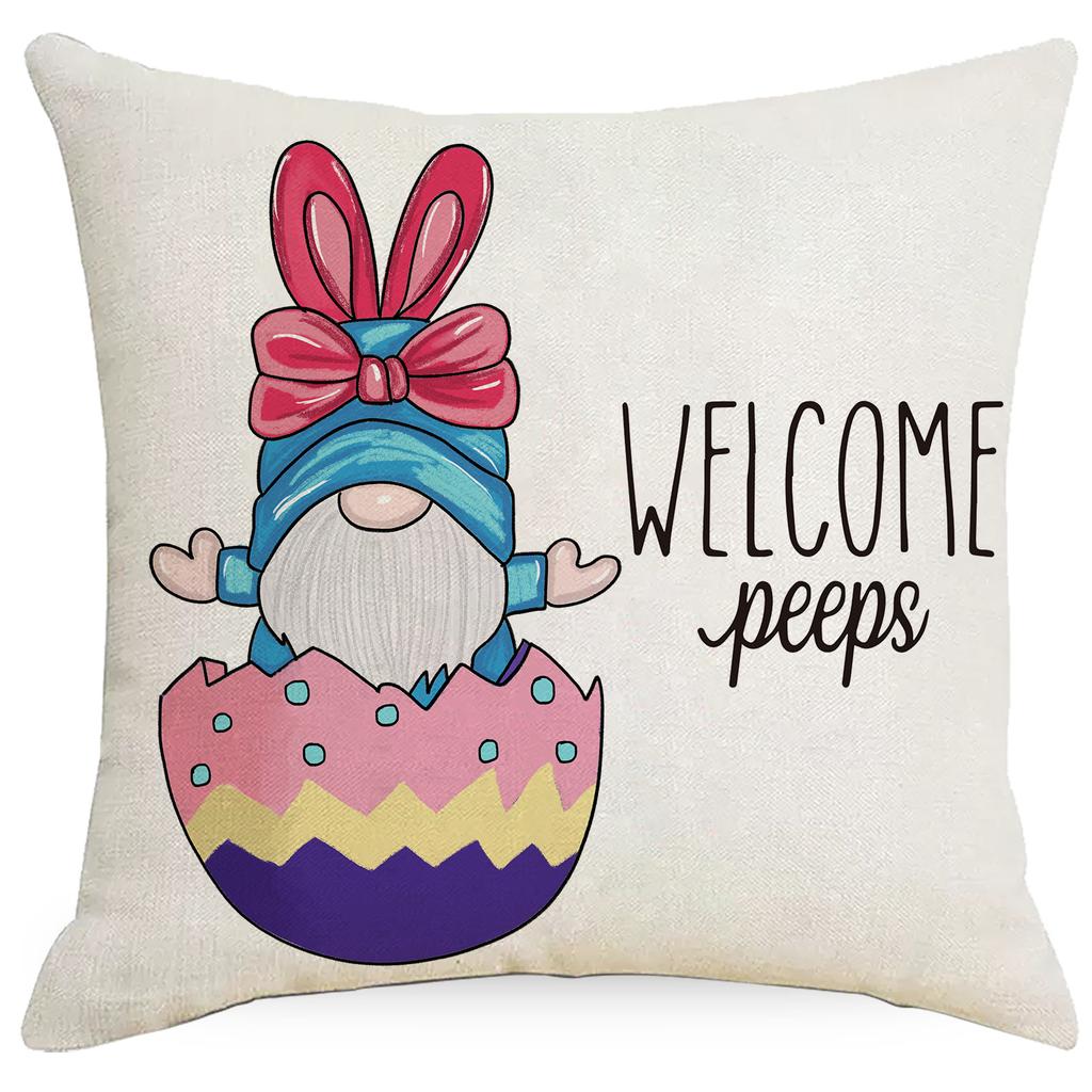 New Spring Easter Pillow Case Easter Egg Bunny Printed Polyester Cloth Pillow Home Sofa Cushion
