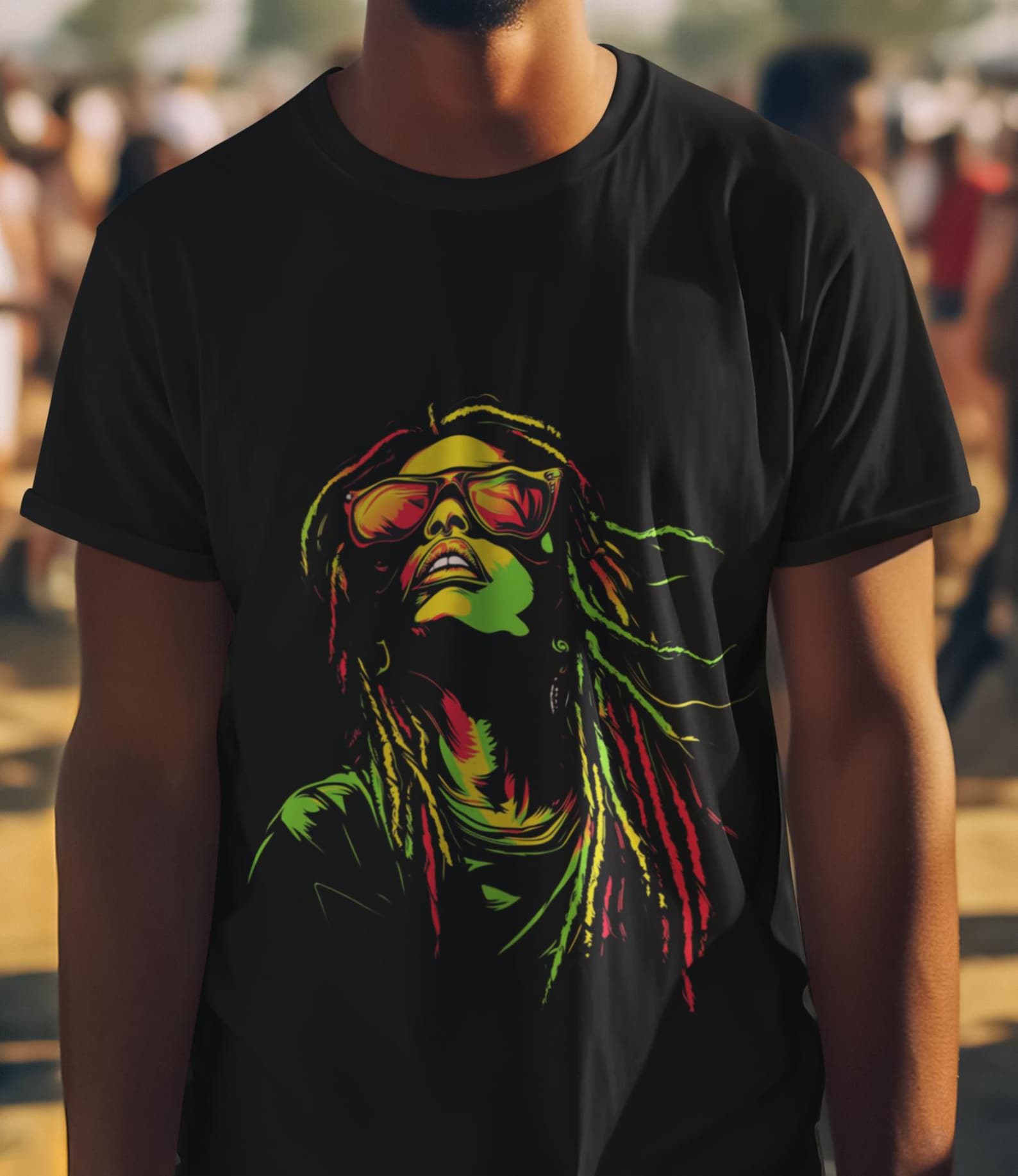 Rasta Dreadlocks T shirt, Portrait T-Shirt | Reggae Lion Colors Tee 3XL