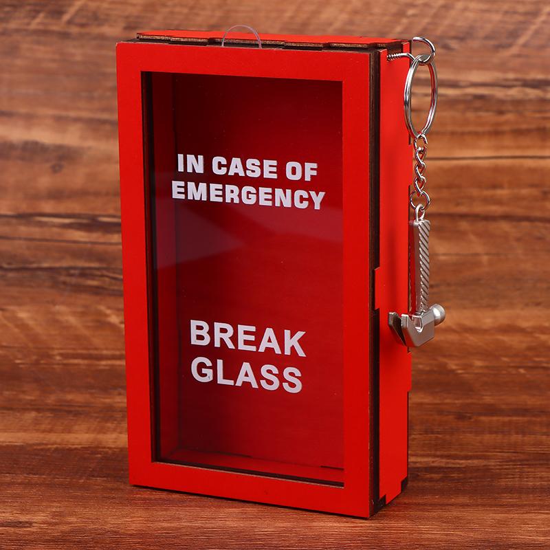 

1PCS Red Wood Funny Break In Case Emergency Gift Box With Hammer Gift Packaging Case Red Gag Gift Organizer For Birthday Holiday
