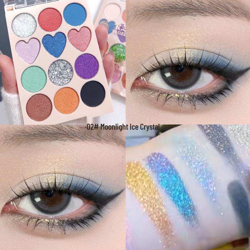 BZL 12-Color Glitter Eyeshadow - Party Stage Makeup for Beginners
