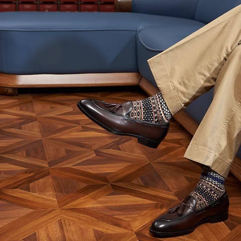One-pedal leather shoes men's fringed lazy shoes loafers men's shoes