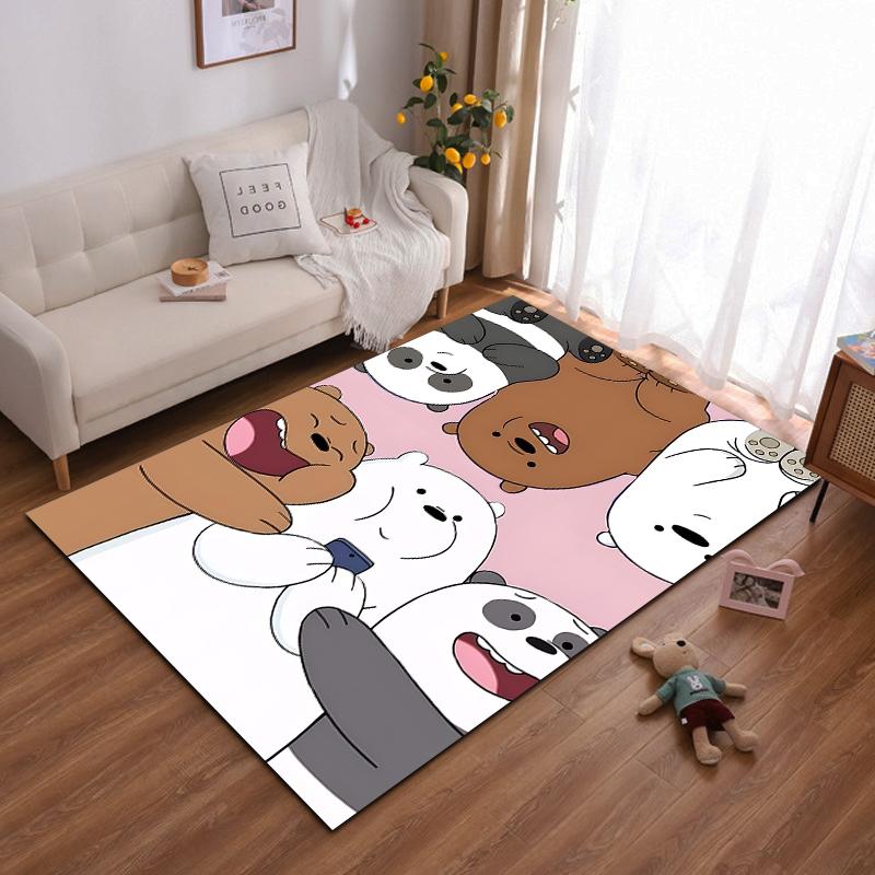Cartoon Bear Pattern Area Rug with Pink Background for Living Room Suitable for Use As an Anti-slip for Living Room Bedroom Sofas