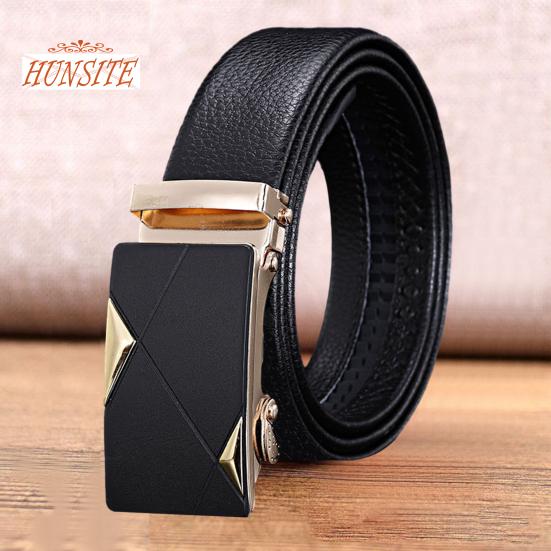 Men Autumatic Belt Business Formal Belt Smooth Faux Leather Alloy Buckle Anti-break Great Durability Anti-slip Men Meeting Commute Suit Pants Belt