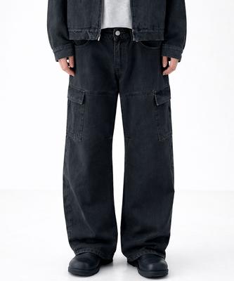 ZPLISH Stone Denim Cargo Pants Black