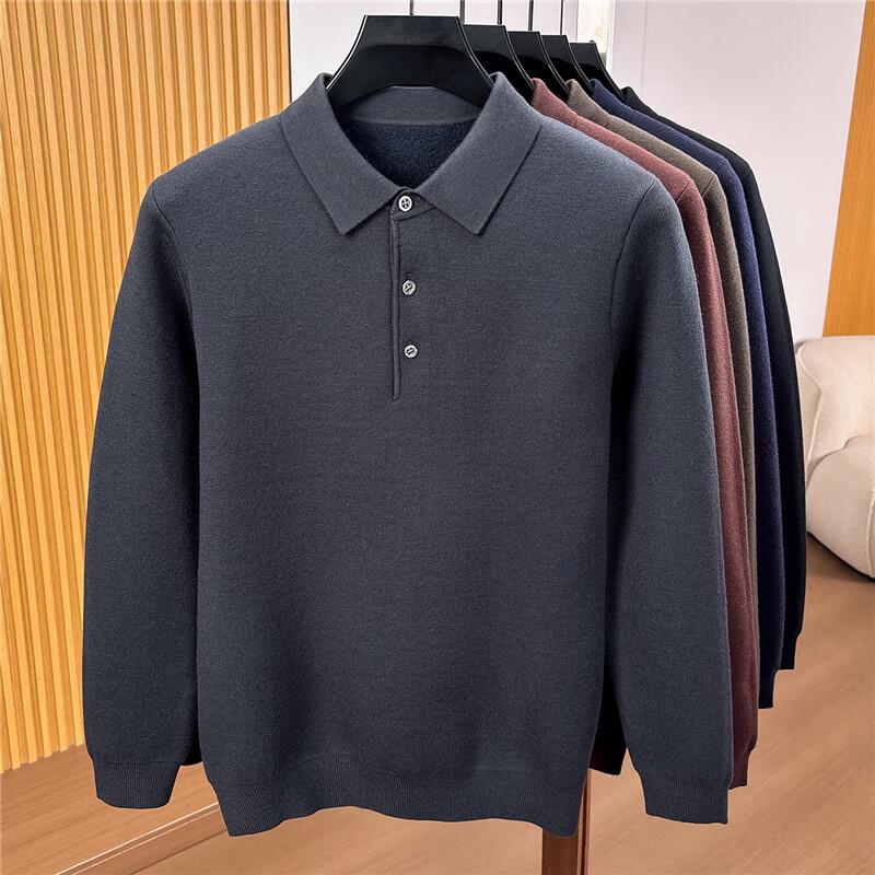 Men's Faux Two-Piece Shirt Collar Business Casual Knit Sweater