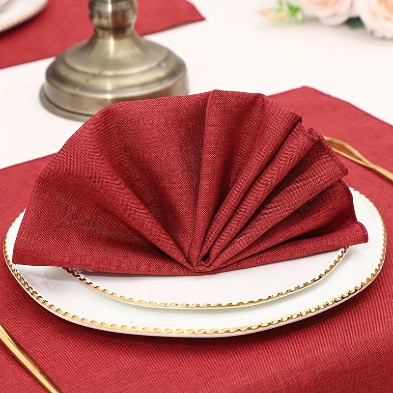 Elegant Set Beige Polyester Blend Napkins 18x18 Inches Square Soft and Durable, Ideal for Weddings, Parties, and Fine Dining Events