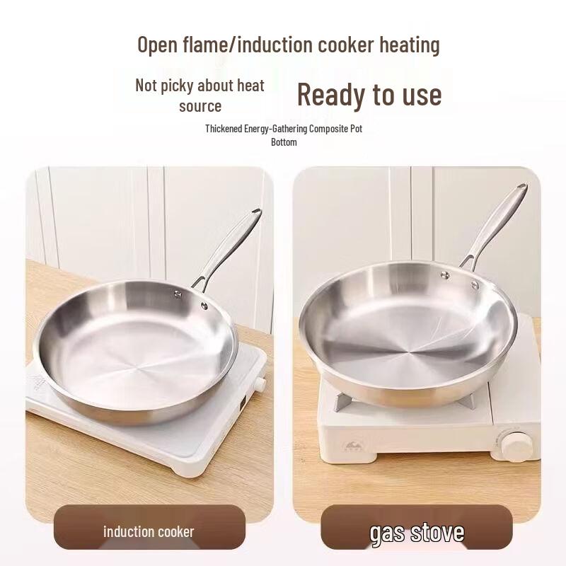 304 Stainless Steel Triple-Layer Non-Stick Frying Pan